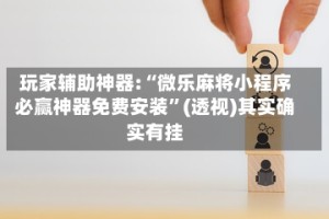 玩家辅助神器:“微乐麻将小程序必赢神器免费安装”(透视)其实确实有挂