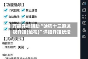 万能开挂辅助“哈狗十三道透视开挂(透视)”详细开挂玩法