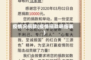 疫情况捐款(疫情捐款明细表)