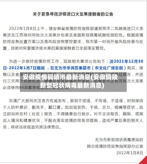 安徽疫情铜陵市最新消息(安徽铜陵新型冠状病毒最新消息)-第1张图片