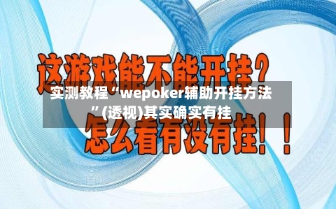 实测教程“wepoker辅助开挂方法”(透视)其实确实有挂-第2张图片